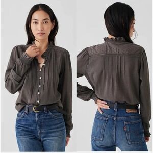 Fabirty Womens Organic Cotton Long Sleeve Button Up Shirt Grey Size‎ XXL